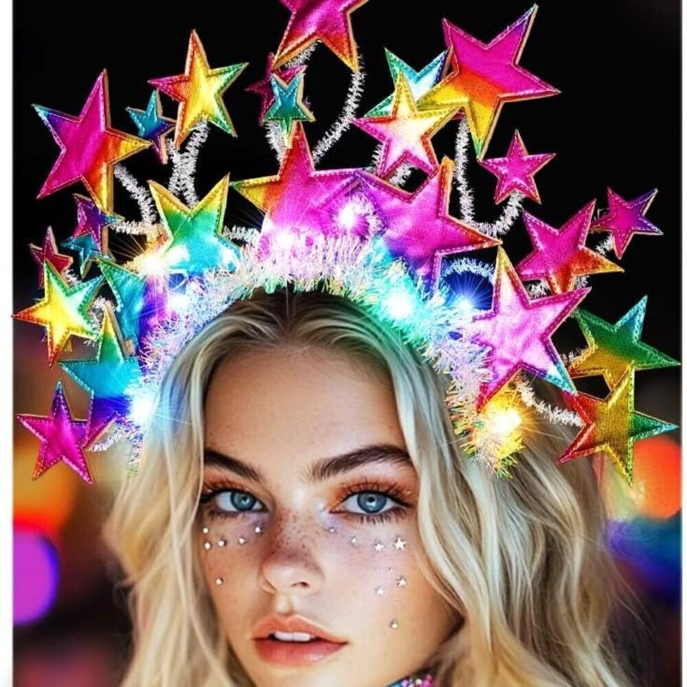 Light Up Star Headband LED Glowing Party Costume Hair Accessories for Women